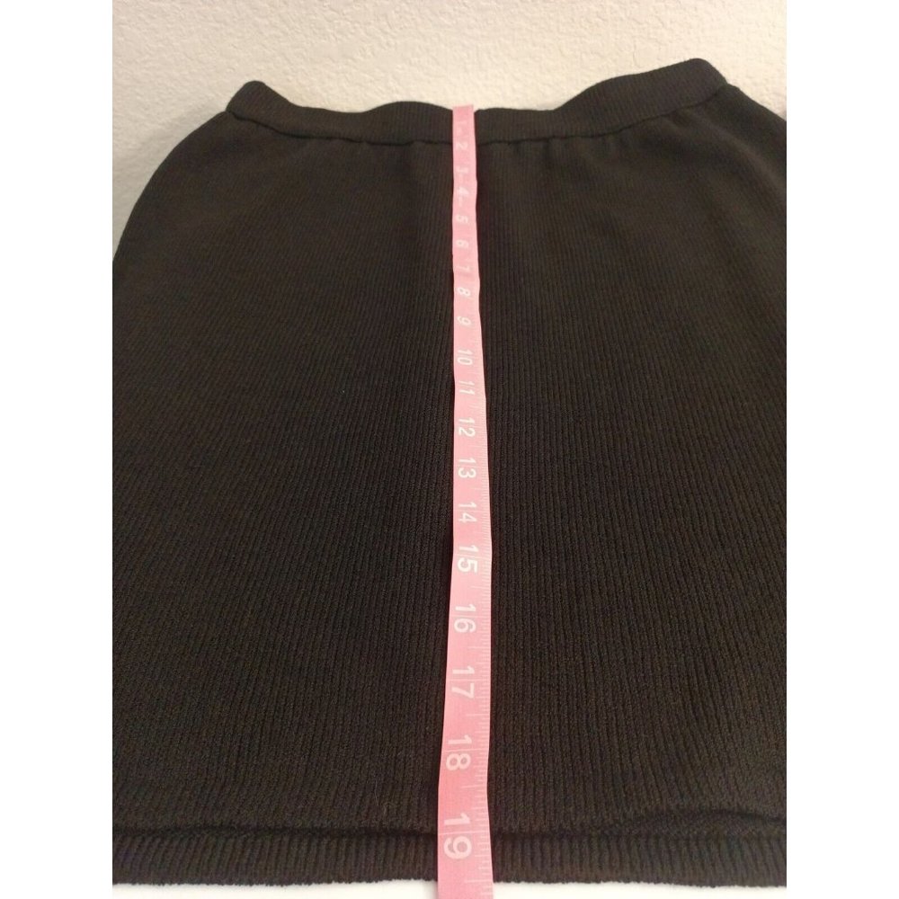 Womens St. John By Marie Gray Black Wool Blend Knit Stretchy Pencil Skirt Medium - Picture 8 of 8